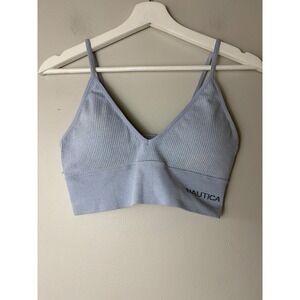 Nautica Intimates Womens Ribbed Seamless Bralette Light Blue Large 6740-125